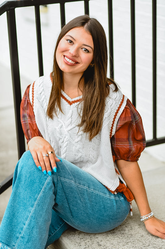 Harvest Plaid Sleeve Sweater Vest