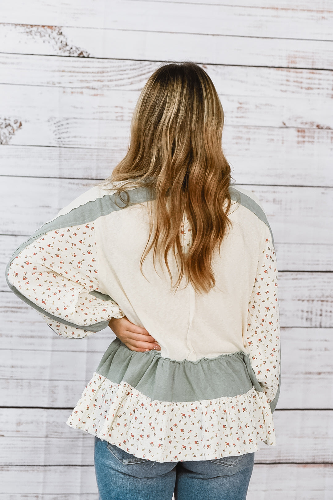 Blue Paradise Ivory Floral Top