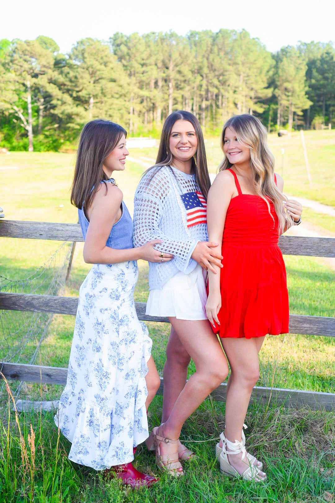 Linen & Sky Blue Floral Skirt