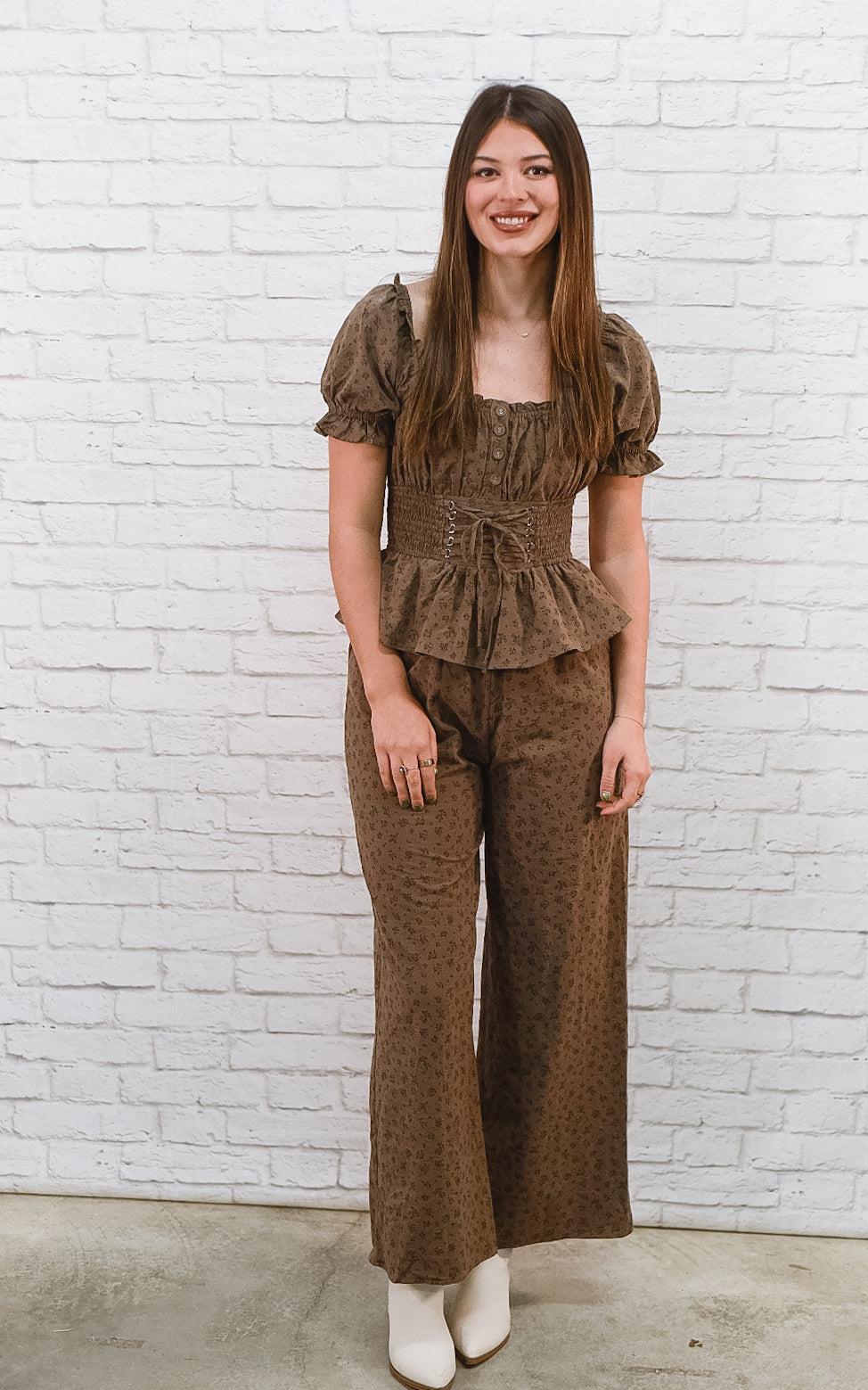 Vintage Reversible Romance Smocked Waist Floral Jumpsuit