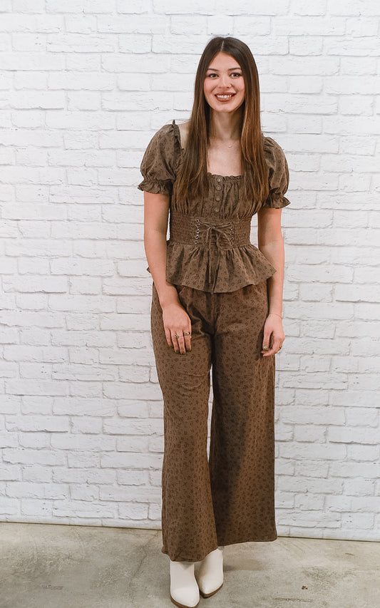 Vintage Reversible Romance Smocked Waist Floral Jumpsuit