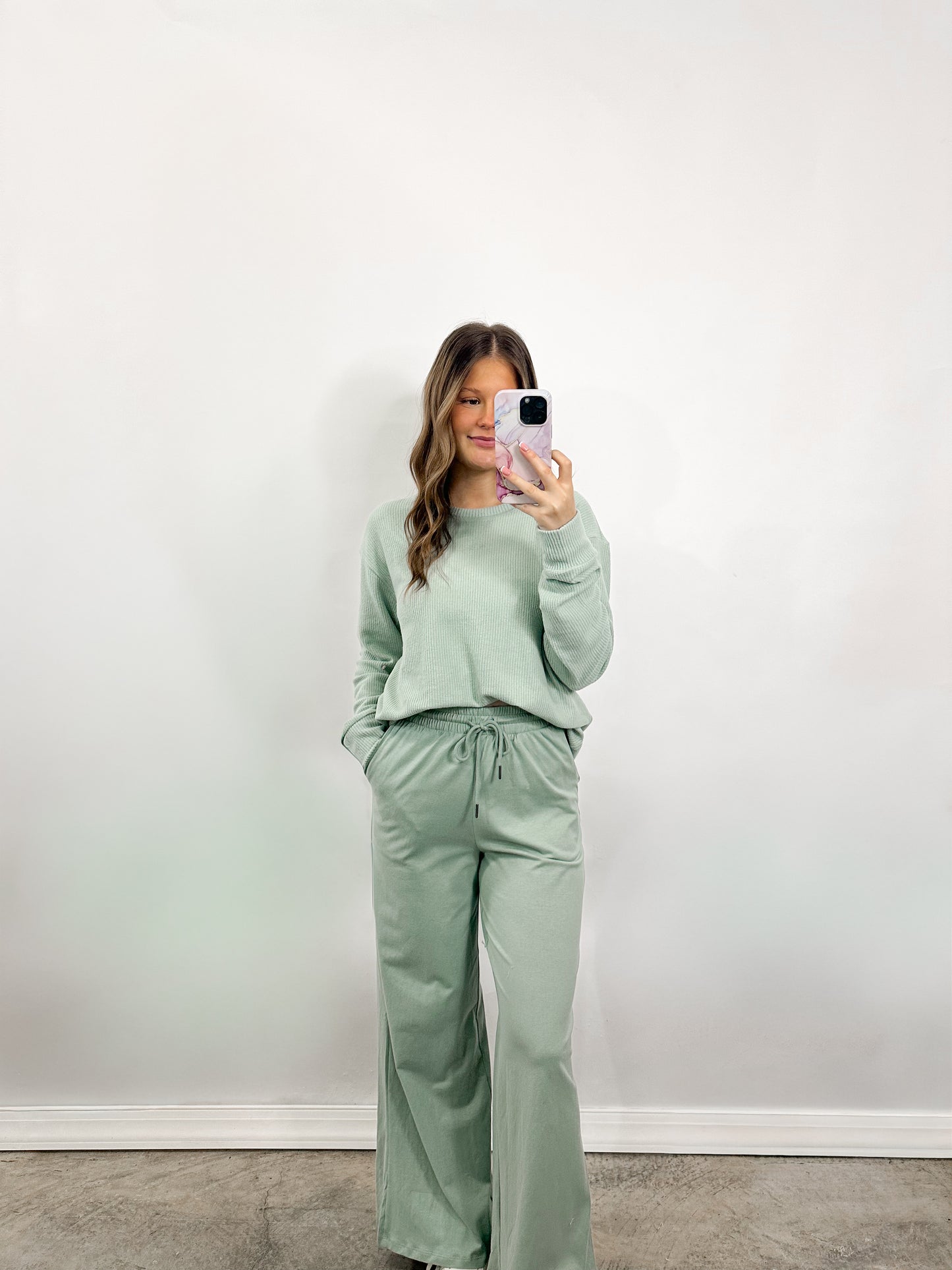 Sage Soft Waffle Top