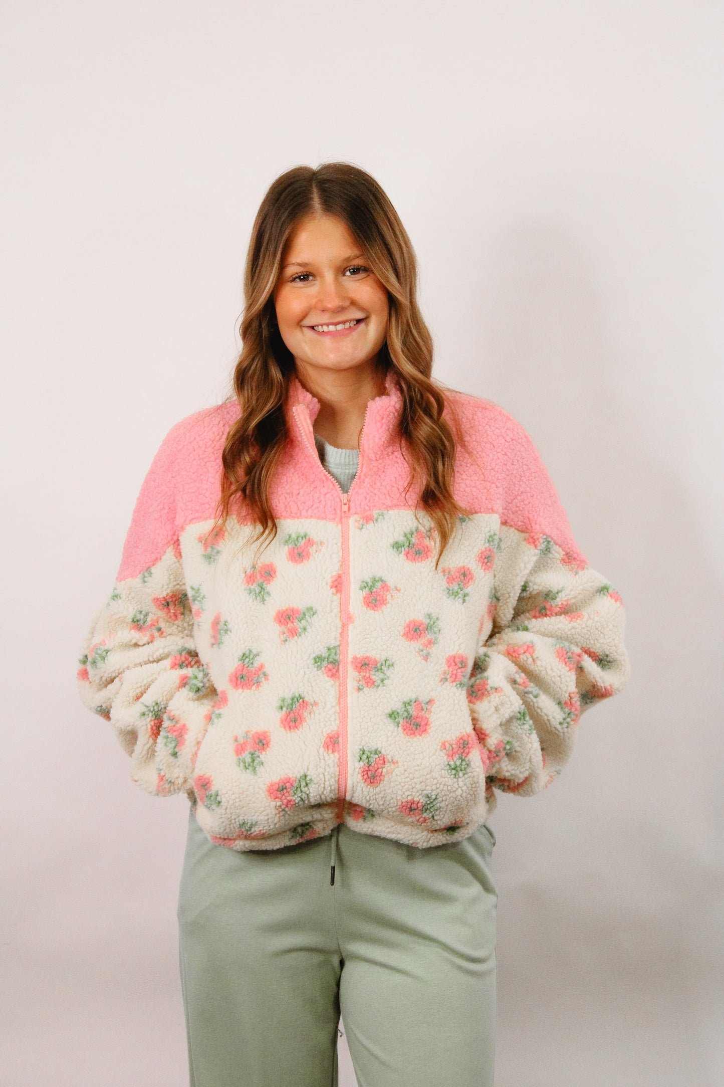 Sweet Blossom Sherpa Zip Jacket