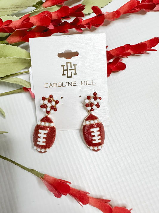 Caroline Hill Burgundy Football Earrings
