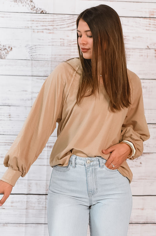 Latte Luxe Balloon Sleeve Top