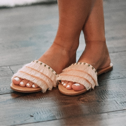 Fringe Forever Sandals (Blush)